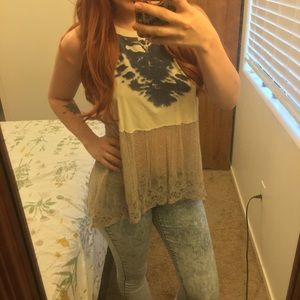 Free People We The Free Tie-Dye Lace Tank Top